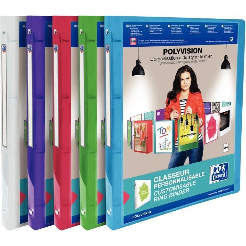 Classeur personnalisable transparent POLYVISION, A4 dos 2cm, coloris aléatoires - Ma Rentrée Facile