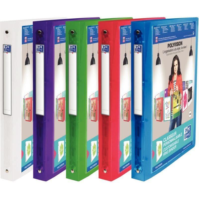 Classeur personnalisable transparent POLYVISION, A4 dos 3cm, coloris aléatoires - Ma Rentrée Facile