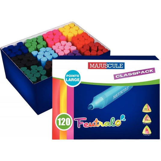 Classpack 120 feutres triangulaires pointe moyenne Majuscule - Ma Rentrée Facile
