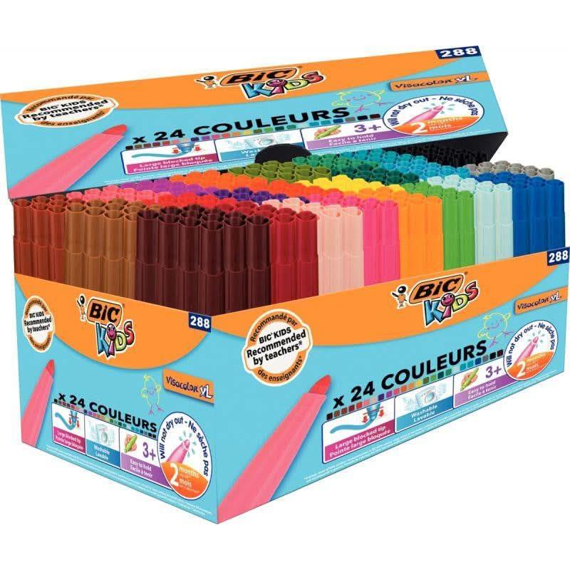 Classpack de 288 feutres pointe extra large Bic Kids Visacolor dont 50 gratuit - Ma Rentrée Facile