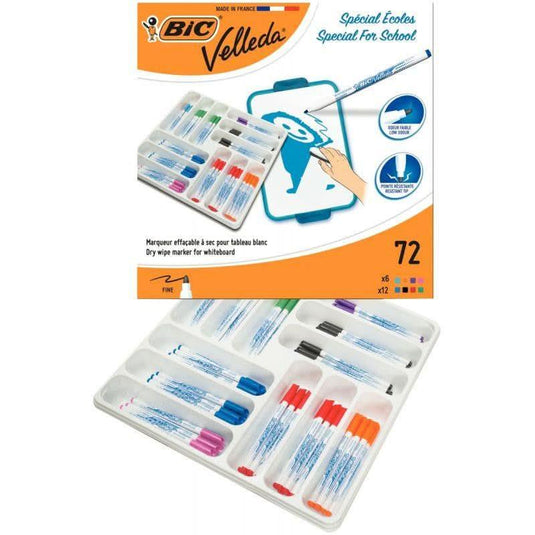 Classpack de 72 feutres effaçable à sec Velleda 1721 pointe fine 8 couleurs assortis - Ma Rentrée Facile