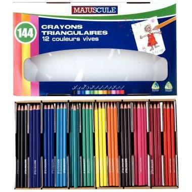 Classpack de 144 crayons de couleur triangulaires pointe moyenne Majuscule - Ma Rentrée Facile