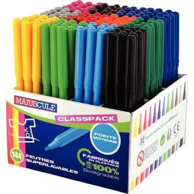 Classpack de 144 feutres pointe moyenne Majuscule - Ma Rentrée Facile
