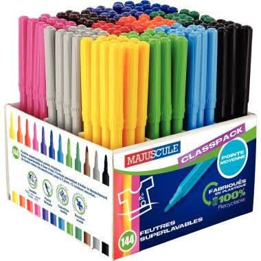 Classpack de 144 feutres pointe moyenne Majuscule - Ma Rentrée Facile