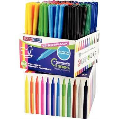 Classpack de 144 feutres pointe moyenne Majuscule - Ma Rentrée Facile