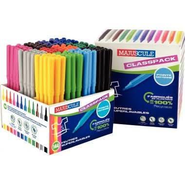 Classpack de 144 feutres pointe moyenne Majuscule - Ma Rentrée Facile