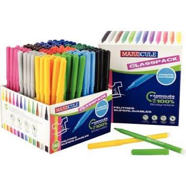 Classpack de 144 feutres pointe moyenne Majuscule - Ma Rentrée Facile