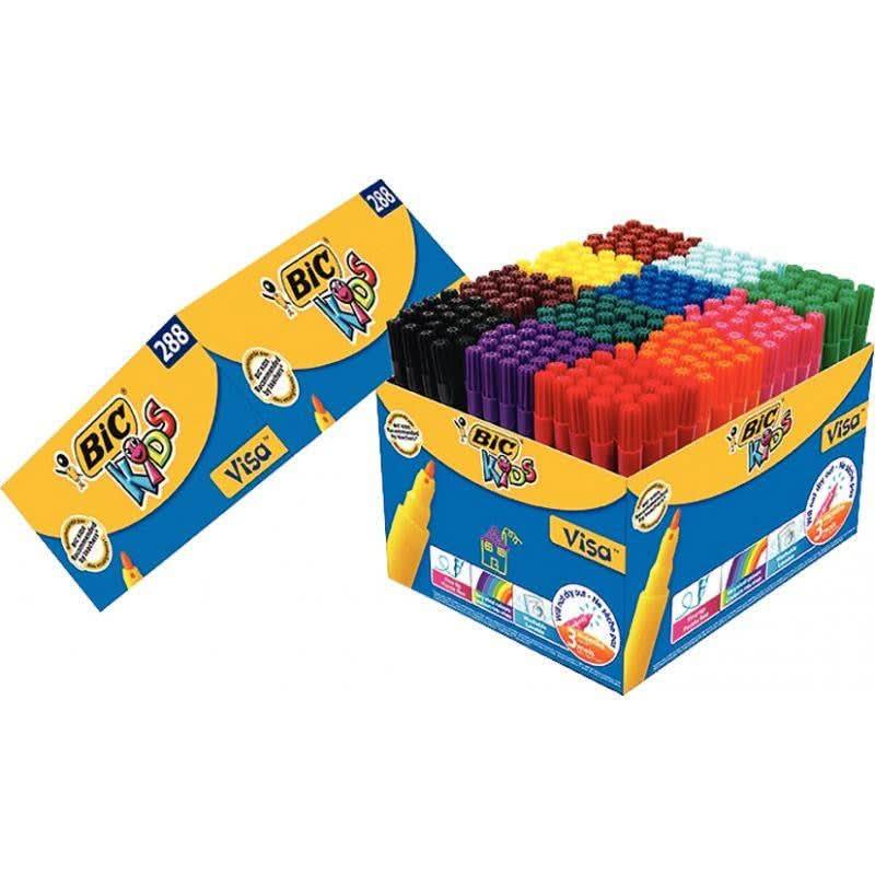 Classpack de 288 feutres pointe fine Bic Kids Visa dont 40 gratuits - Ma Rentrée Facile
