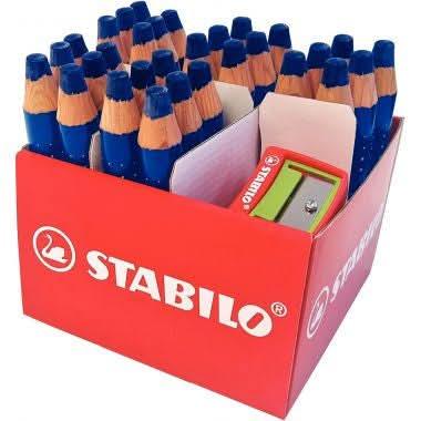 Classpack de 30 crayons Stabilo Markdry bleus + 2 tailles-crayons - Ma Rentrée Facile