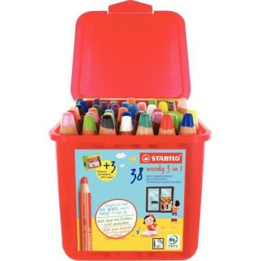 Classpack de 38 crayons de couleur Woody + 3 taille-crayons - Ma Rentrée Facile