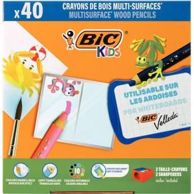 Classpack de 40 crayons multi surface BIC Kids coloris assortis + 2 tailles-crayons - Ma Rentrée Facile