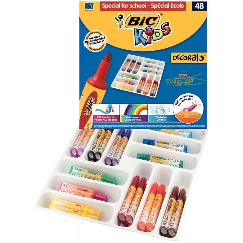 BIC Kids Visacolor XL – 48 Feutres De Coloriage à Pointe Large, Lavables, Encres à Eau, Dès 3 Ans