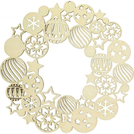 Couronne de Noël en bois, diamètre 22 cm - Ma Rentrée Facile