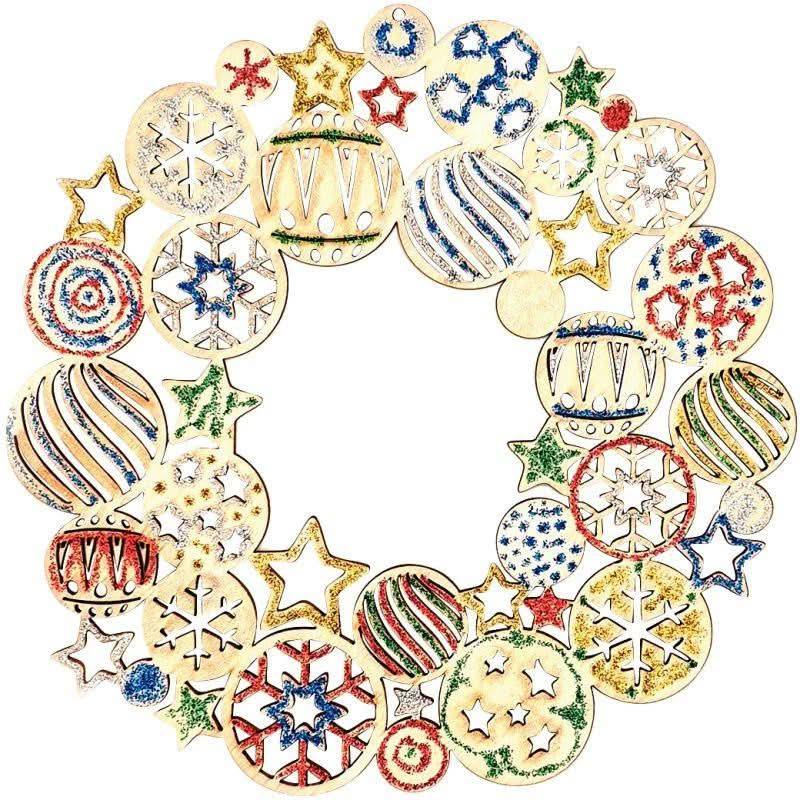 Couronne de Noël en bois, diamètre 22 cm - Ma Rentrée Facile