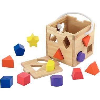 Cube à formes en bois brut + 12 pièces - Ma Rentrée Facile