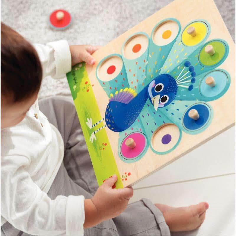 Encastrement à boutons, 9 pièces, le paon en couleurs - Ma Rentrée Facile