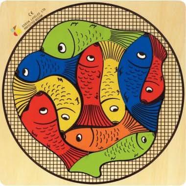 Encastrement casse-tête en bois, les poissons - Ma Rentrée Facile