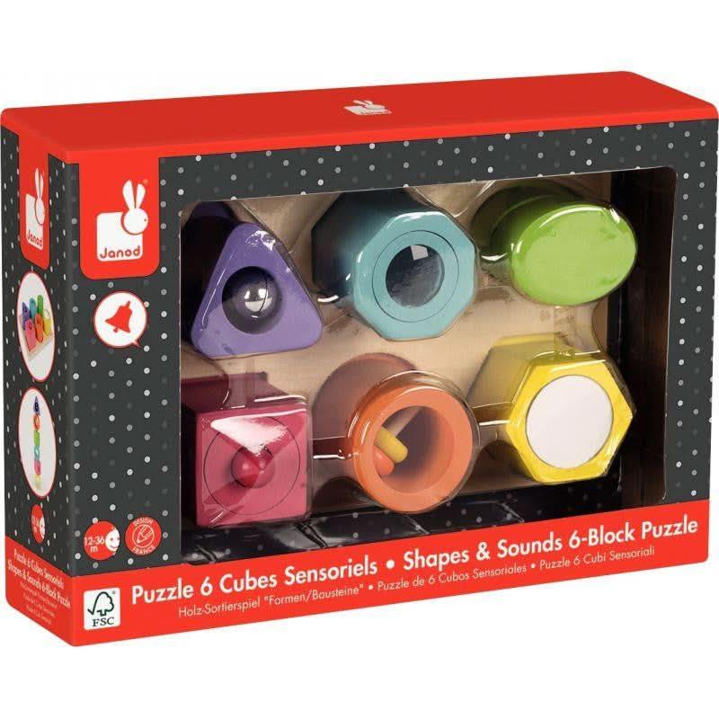 Encastrement de 6 cubes sensoriels en bois - Ma Rentrée Facile