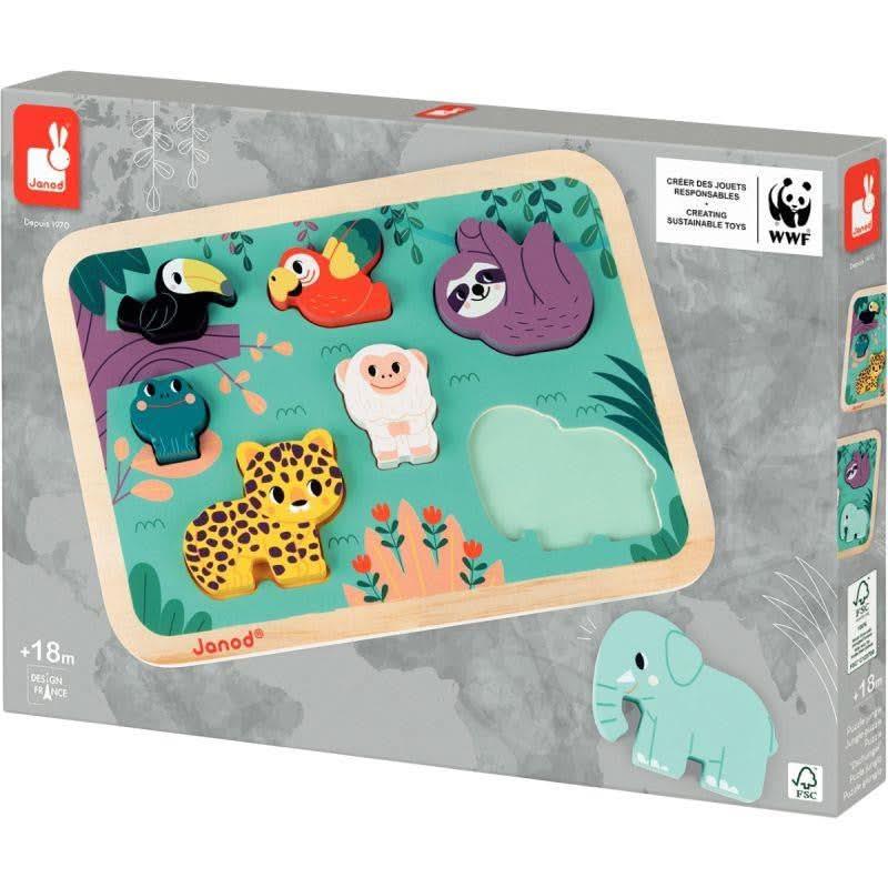 Encastrement en bois 7 pièces, les animaux de la jungle JANOD - Ma Rentrée Facile