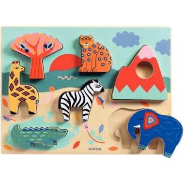 Encastrement relief en bois Savana Story DJECO - Ma Rentrée Facile