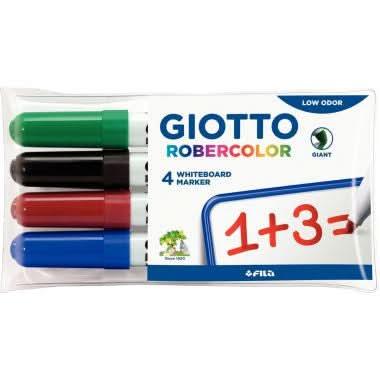 Etui 4 marqueurs effaçables à sec Giotto pointe large 7mm assortis - Ma Rentrée Facile