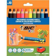 Étui de 10 crayons multi surface BIC Kids coloris assortis + 1 taille-crayon - Ma Rentrée Facile