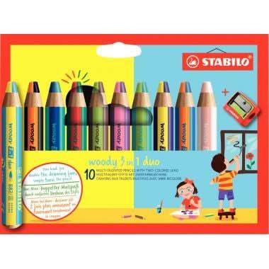 Etui de 10 crayons Woody Duo + 1 taille crayons - Ma Rentrée Facile