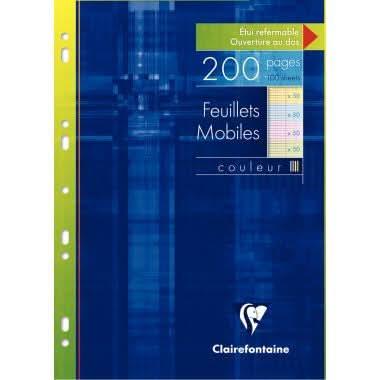 100 feuillets mobiles (200 pages) CLAIREFONTAINE format 21x29,7cm séyès 90g coloris assortis - Ma Rentrée Facile