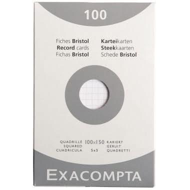 100 fiches bristol non perforées, 10x15 cm, blanc quadrillé 5x5, EXACOMPTA - Ma Rentrée Facile