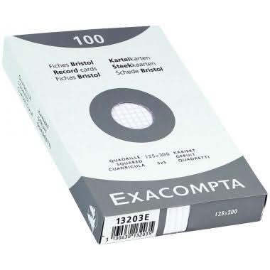 100 fiches bristol non perforées, 12,5x20 cm, blanc quadrillé 5x5, EXACOMPTA - Ma Rentrée Facile