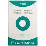 100 fiches bristol perforées 10 x 15 cm blanc quadrillé 5x5, EXACOMPTA - Ma Rentrée Facile