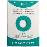 100 fiches bristol perforées 14,8 x 21 cm blanc quadrillé 5x5, EXACOMPTA - Ma Rentrée Facile