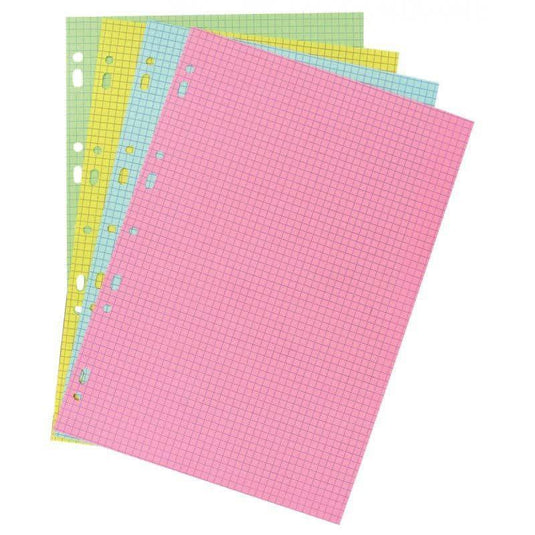 100 fiches bristol perforées, 10 x 15cm, quadrillé 5x5, couleurs assorties, EXACOMPTA - Ma Rentrée Facile