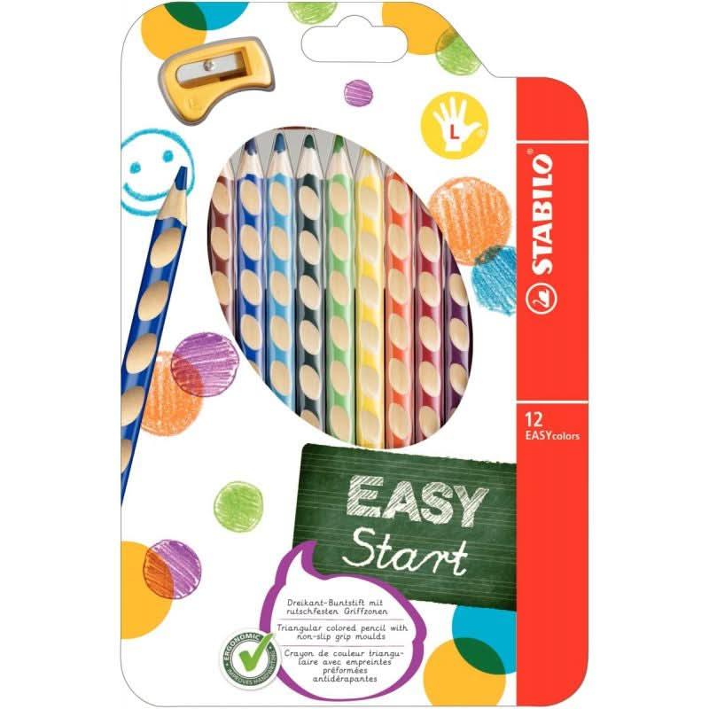 Etui de 12 crayons de couleur Stabilo Easy Color gaucher + taille-crayon - Ma Rentrée Facile