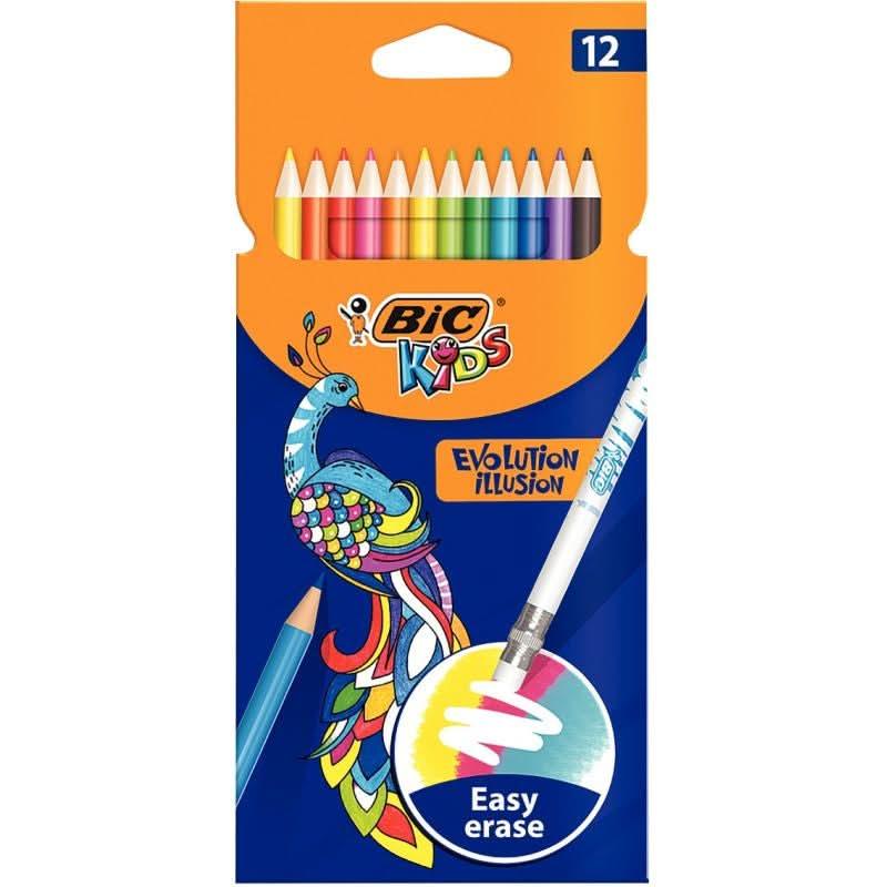Etui de 12 crayons de couleur Bic Kids Evolution Illusion - Ma Rentrée Facile