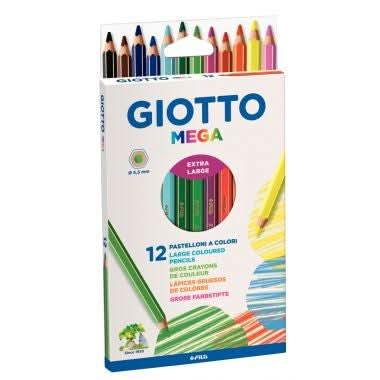 Etui de 12 crayons de couleur hexagonaux Giotto Mega mine diamètre 5,5mm - Ma Rentrée Facile