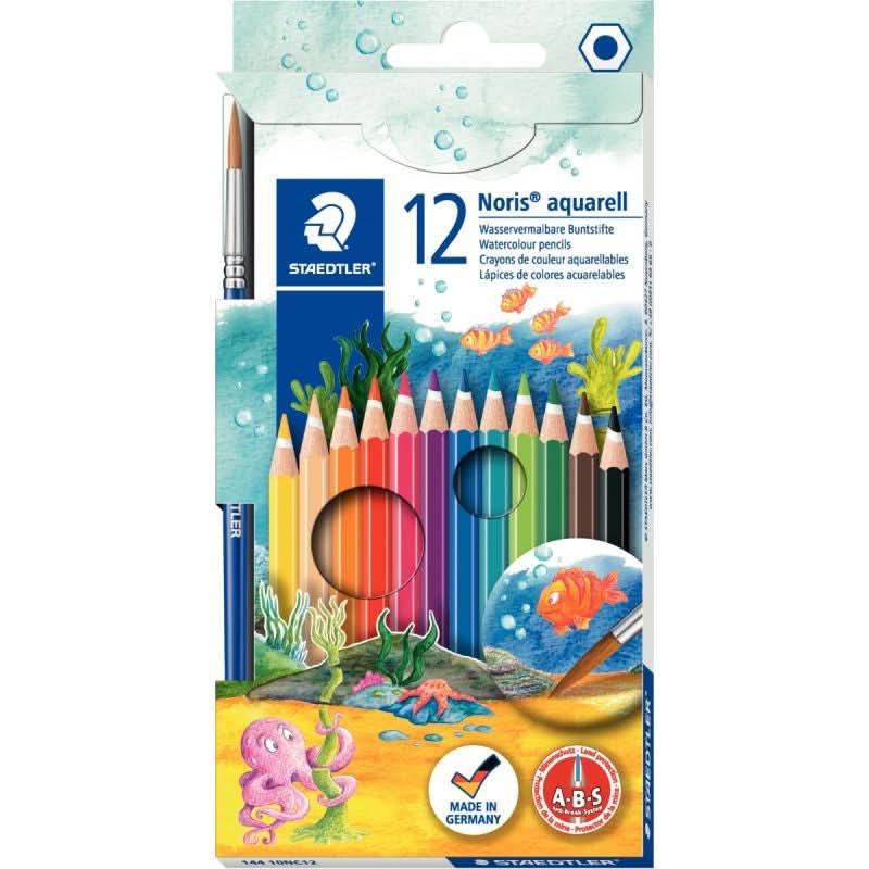 Etui de 12 crayons de couleur Noris Club aquarellable + 1 pinceau gratuit - Ma Rentrée Facile