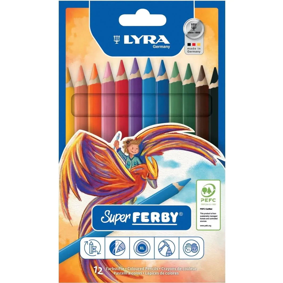 Etui de 12 crayons de couleur triangulaire Super Ferby diamètre 6,25mm - Ma Rentrée Facile