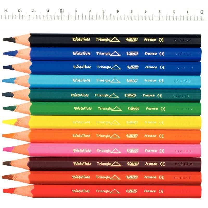 Étui de 12 crayons de couleurs Bic Kids Évolution Ecolution triangulaire pointe moyenne - Ma Rentrée Facile