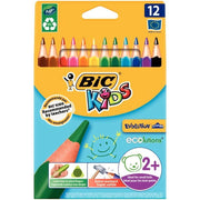 Étui de 12 crayons de couleurs Bic Kids Évolution Ecolution triangulaire pointe moyenne - Ma Rentrée Facile