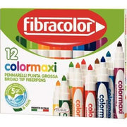 Étui de 12 feutres pointe large Colormaxi Fibracolor assortis - Ma Rentrée Facile