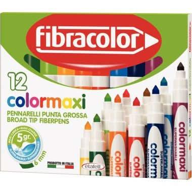 Étui de 12 feutres pointe large Colormaxi Fibracolor assortis - Ma Rentrée Facile