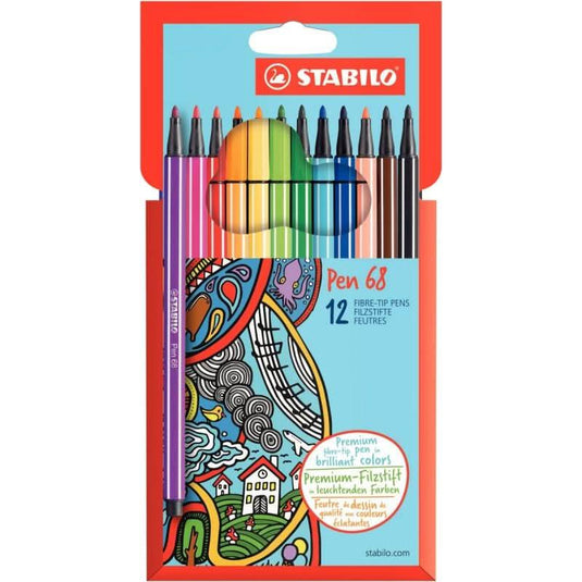 Etui de 12 feutres pointe moyenne Stabilo Pen 68 - Ma Rentrée Facile