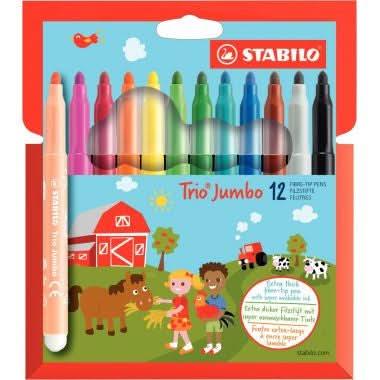 Etui de 12 feutres pointe extra large Giotto Trio Jumbo - Ma Rentrée Facile