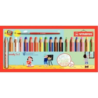Etui de 18 crayons de couleur Woody dont 6 pastel - Ma Rentrée Facile
