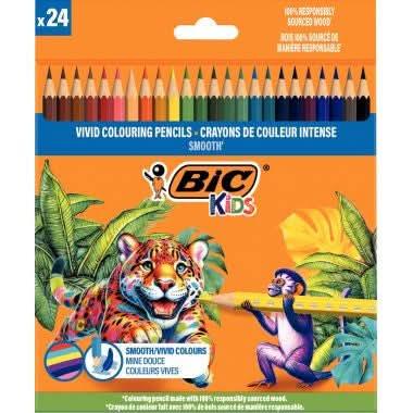 Etui de 24 crayons de couleur Bic Smooth assortis - Ma Rentrée Facile