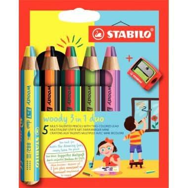 Etui de 5 crayons Woody Duo + 1 taille crayons - Ma Rentrée Facile