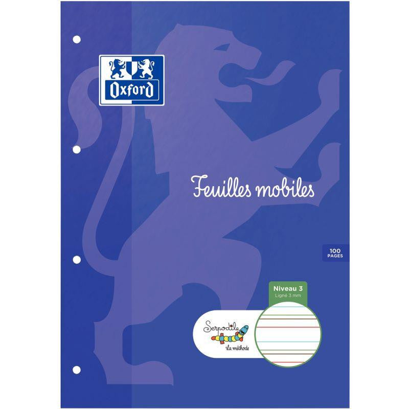 50 feuillets mobiles DYS, format 21X29.7cm, interligne 3 mm Serpodile