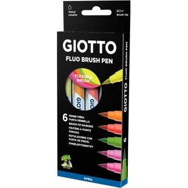 Etui de 6 feutres pinceaux Giotto Soft Brush fluo - Ma Rentrée Facile