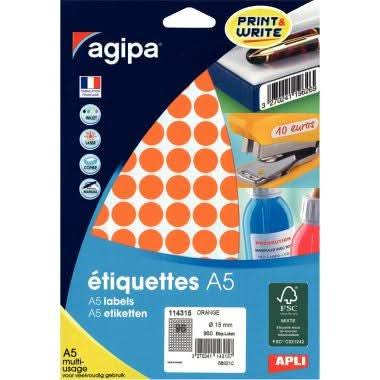 Pochette de 960 pastilles adhésives, diamètre 15 mm, orange - Ma Rentrée Facile